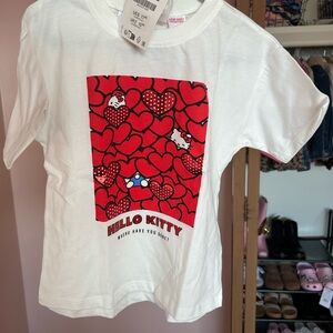 Zara Kids White and Red Heart Hello Kitty Tee